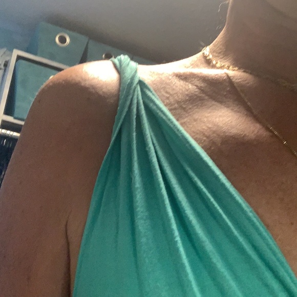 Gorgeous gypsy 05 turquoise maxi dress with purple tie dye at the hem - Picture 6 of 7